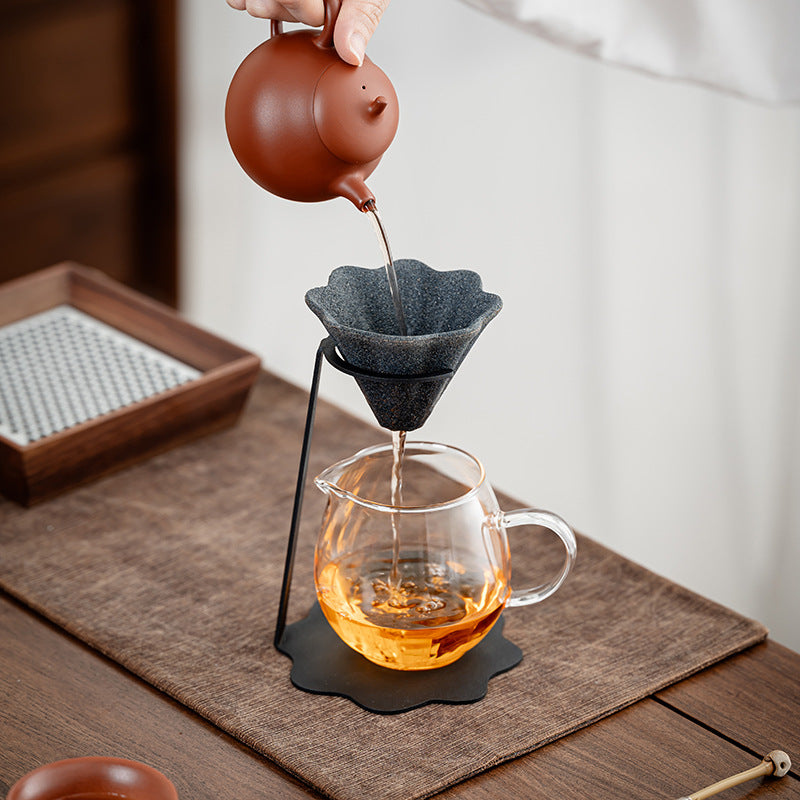 花形セラミック茶こし｜スタンド・ガラスピッチャーセット