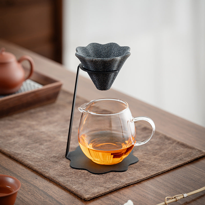 花形セラミック茶こし｜スタンド・ガラスピッチャーセット