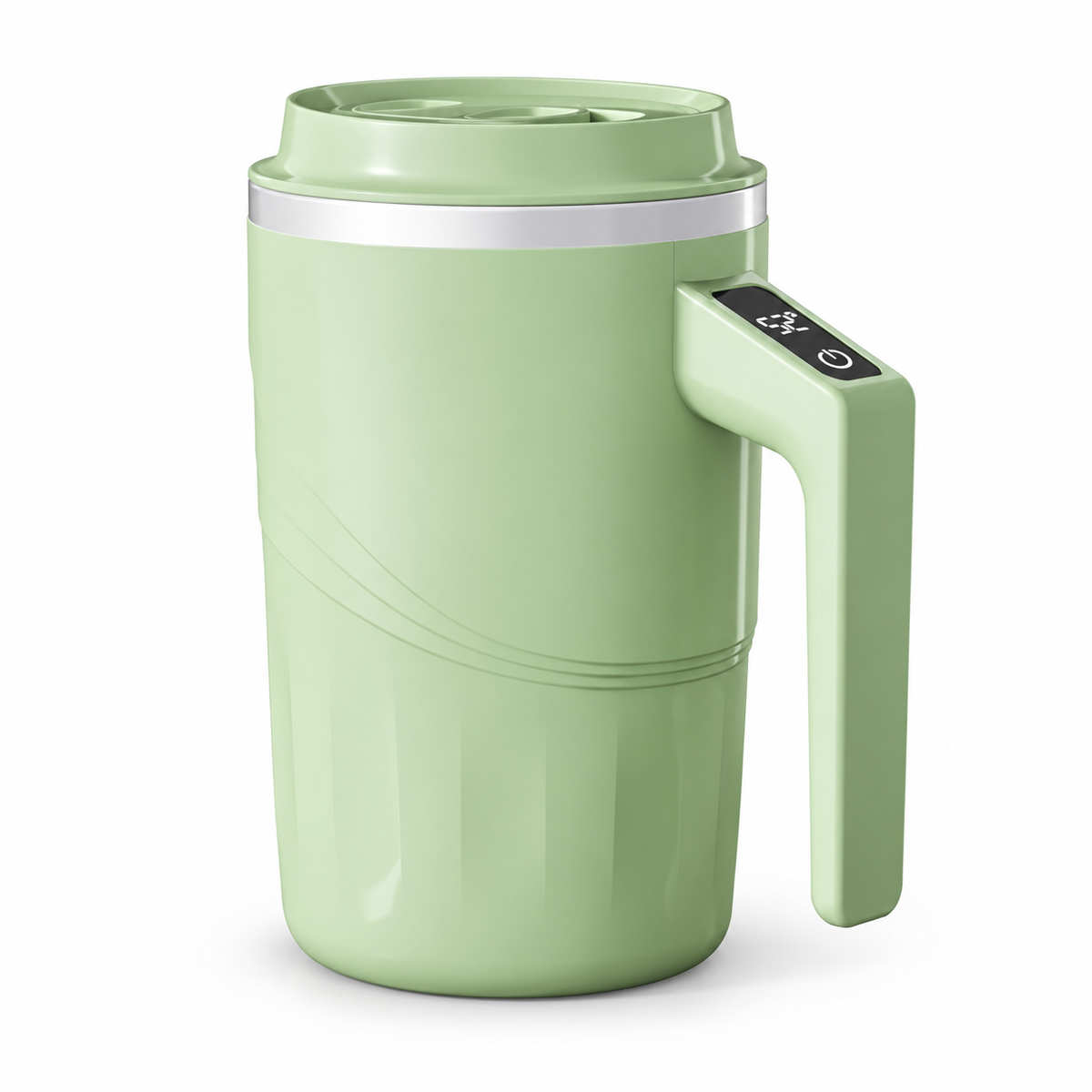 自動撹拌マグカップ｜400ml・フタ付き ミントグリーン / 400ml 白背景