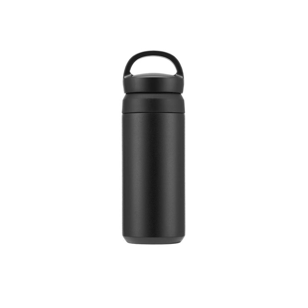 茶こし付き ステンレスボトル｜350ml・持ち手付き ブラック / 350ml 白背景
