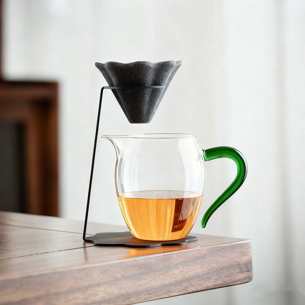 花形セラミック茶こし｜スタンド・ガラスピッチャーセット 商品写真・使用例