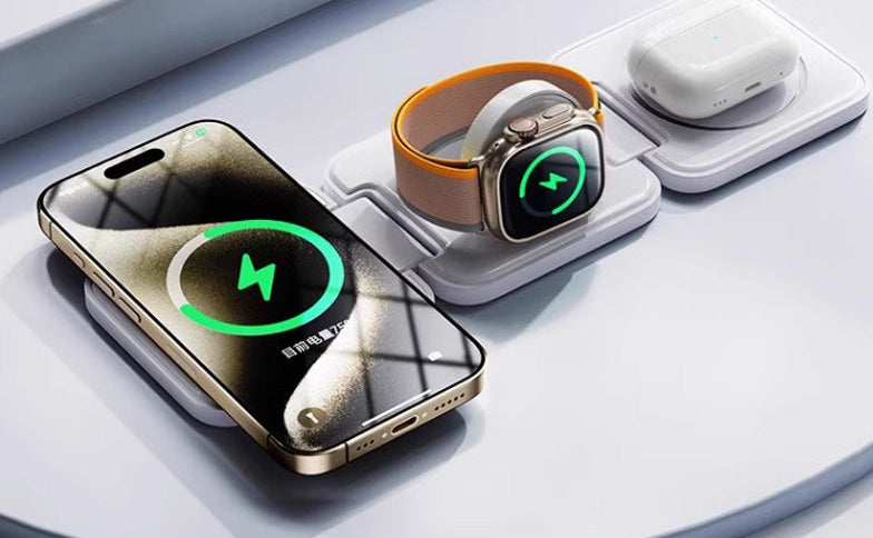 折りたたみ 3-in-1 マグネットワイヤレス充電パッド 商品写真・使用例