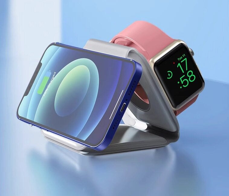 折りたたみ 3-in-1 マグネットワイヤレス充電パッド 商品写真・使用例
