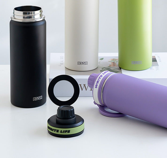 マグネット式スマホスタンド付き ステンレスボトル 商品写真・使用例