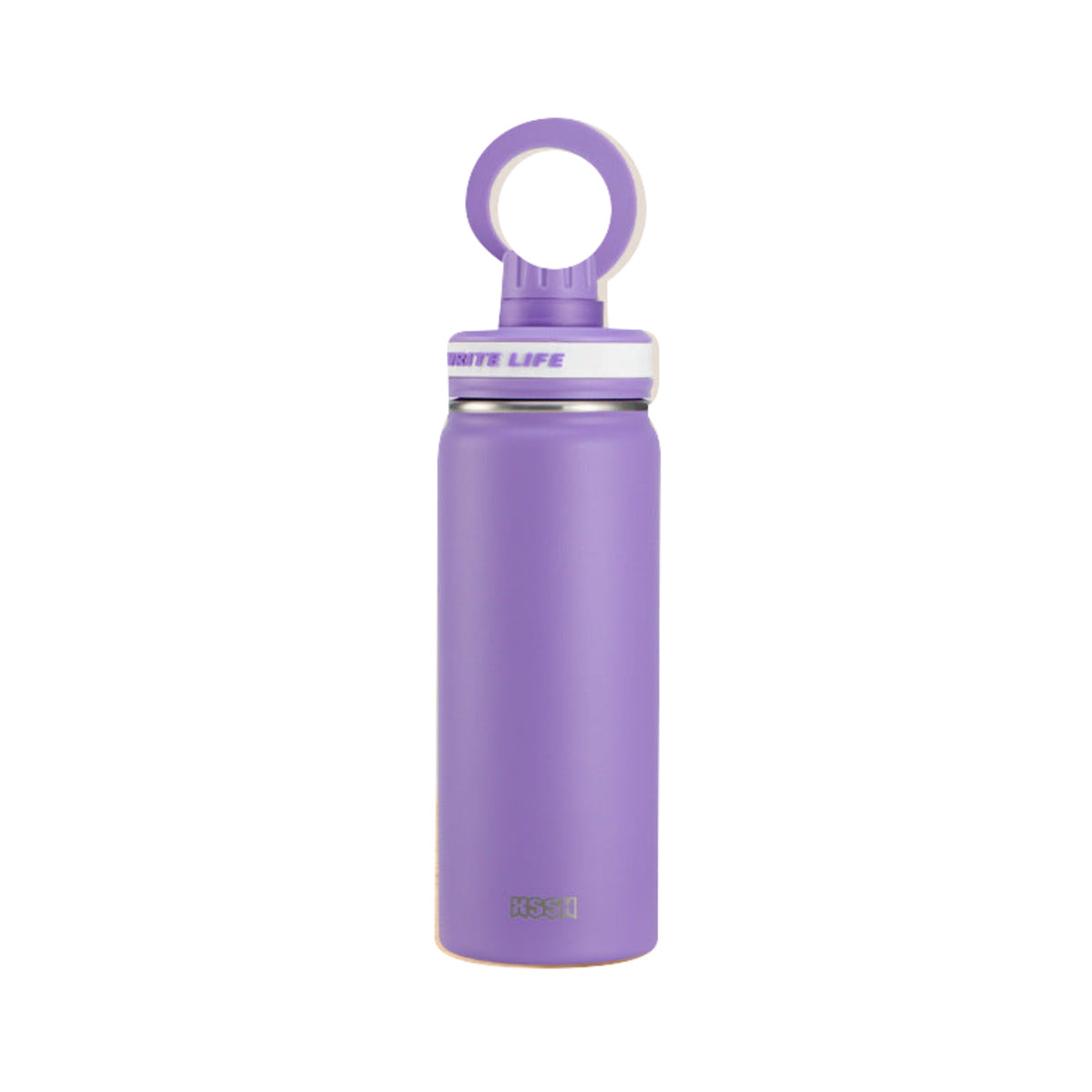 マグネット式スマホスタンド付き ステンレスボトル ダークバイオレット・600ml / マグネット式スマホスタンド付き 白背景