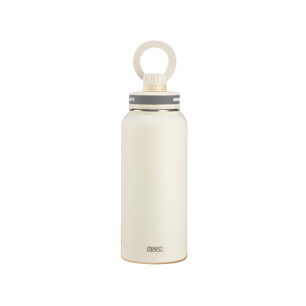 マグネット式スマホスタンド付き ステンレスボトル アイボリー・1000ml（販売対象外） / マグネット式スマホスタンド付き 白背景