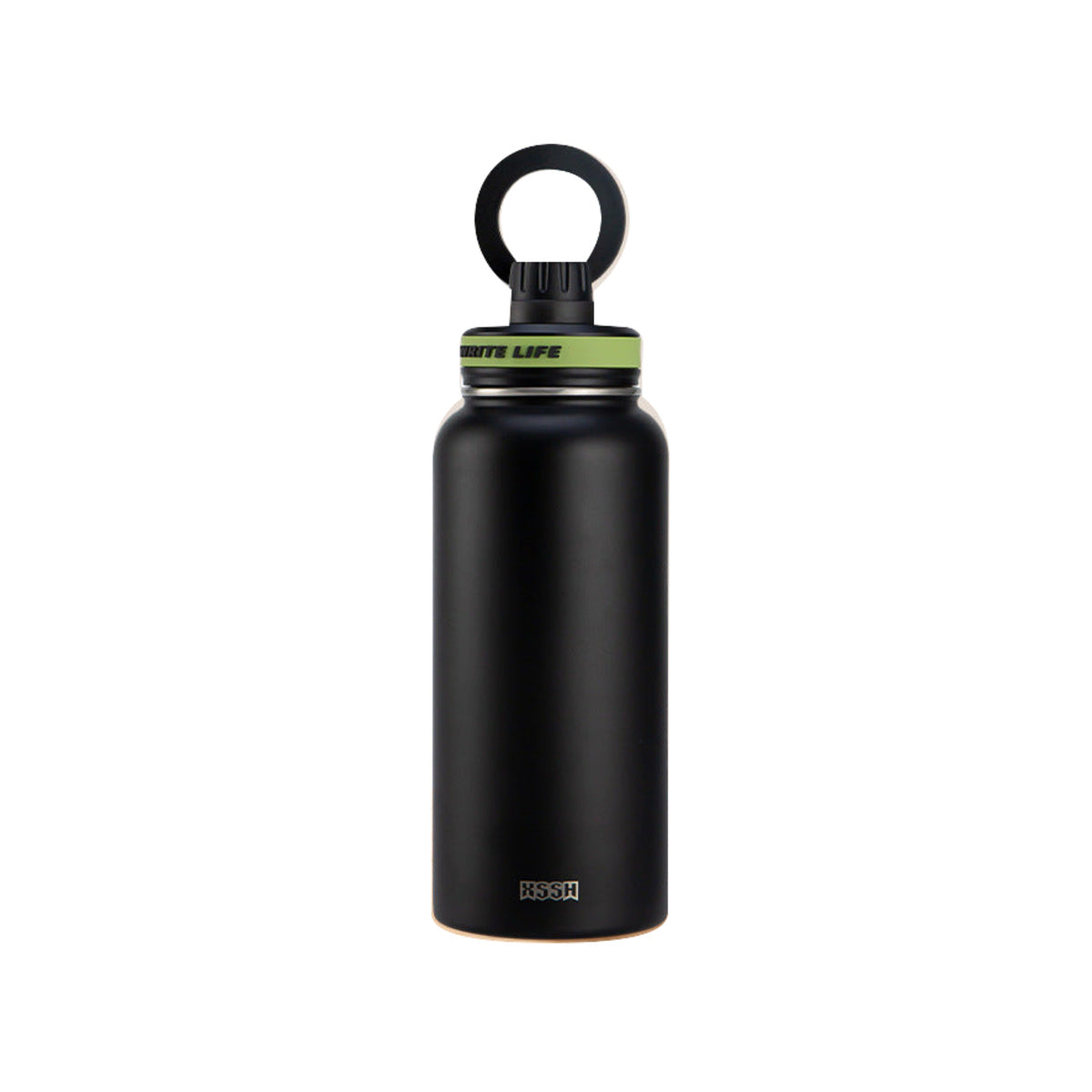 マグネット式スマホスタンド付き ステンレスボトル ブラック・1000ml（販売対象外） / マグネット式スマホスタンド付き 白背景
