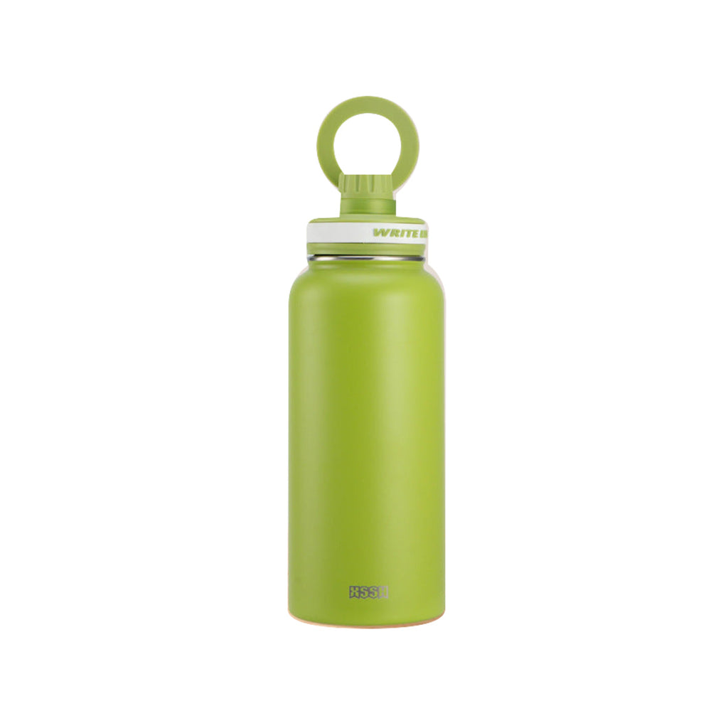 マグネット式スマホスタンド付き ステンレスボトル 抹茶グリーン・1000ml（販売対象外） / マグネット式スマホスタンド付き 白背景