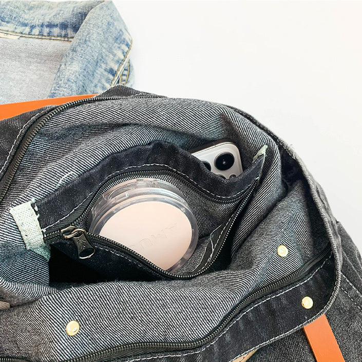 デニムトートバッグ｜ファスナー付き・選べる2デザイン 商品写真・使用例