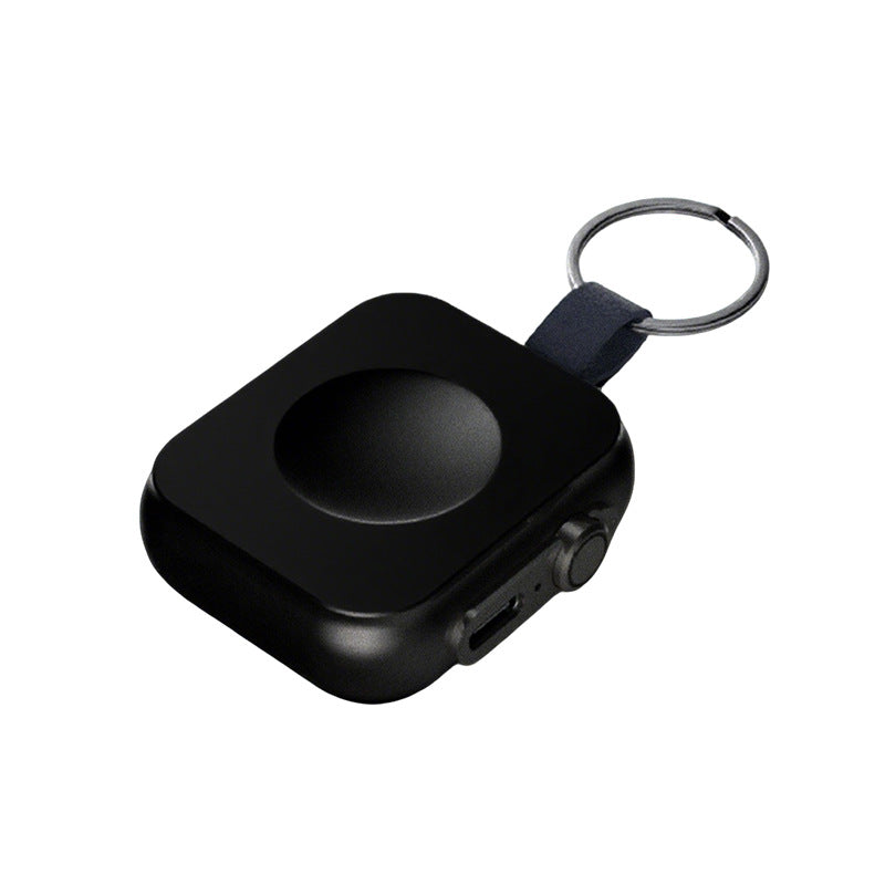 Apple Watch用 マグネット式携帯充電器 1,200mAh ブラック・白背景