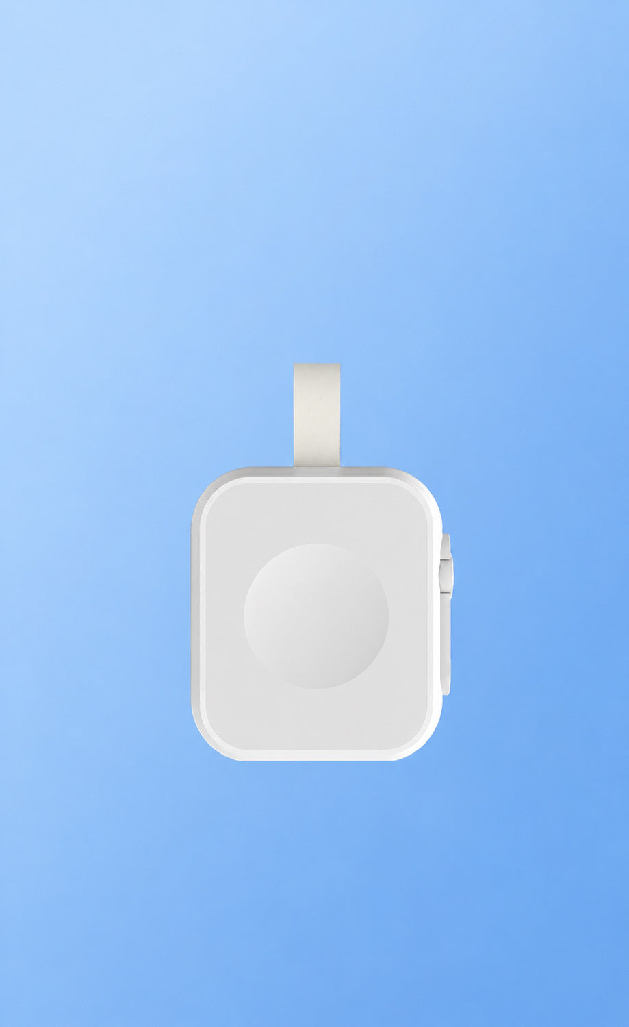 マグネット式携帯充電器 ホワイトの本体とループ（元の説明文画像を編集）