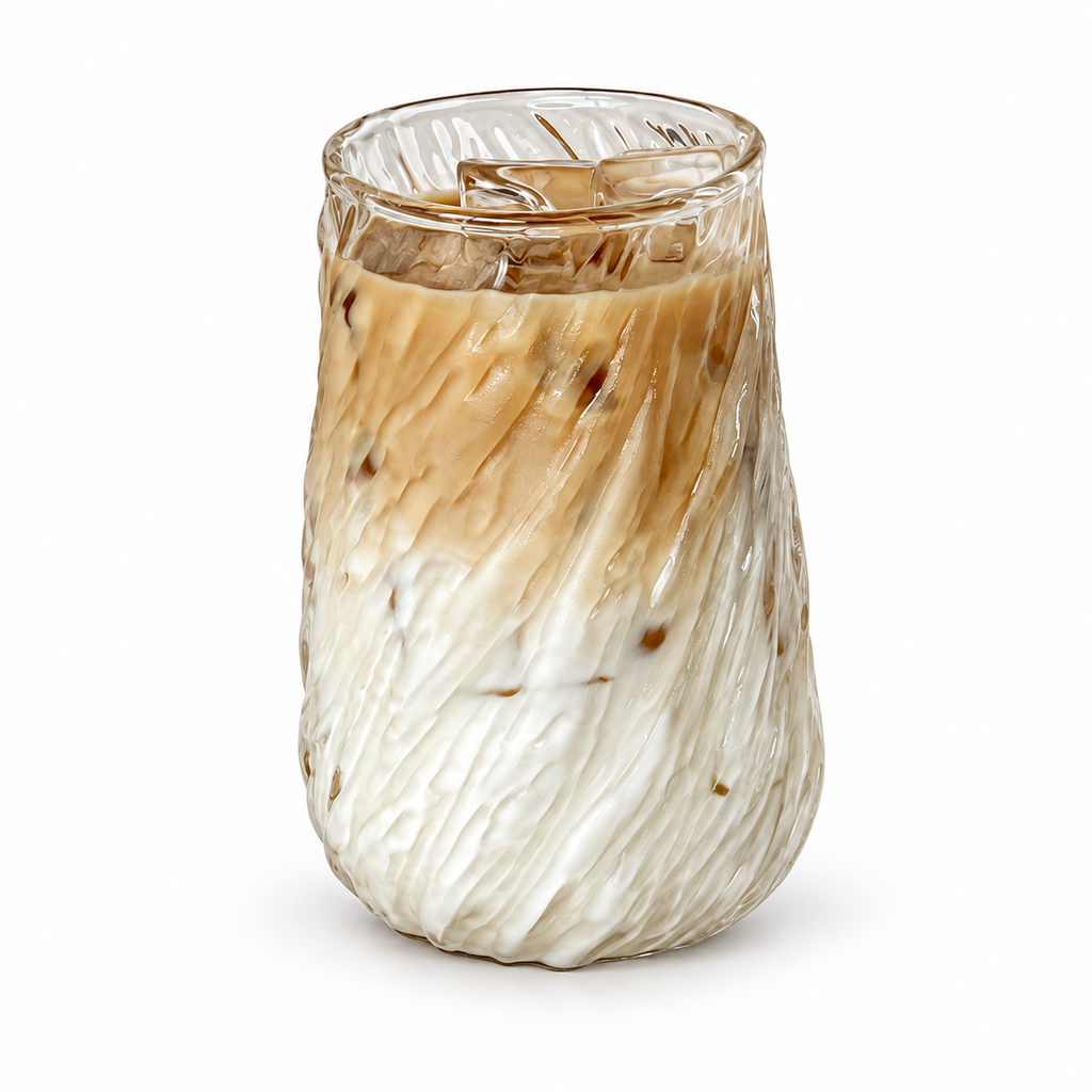ゆらぎ模様のガラスタンブラー 400ml 白背景